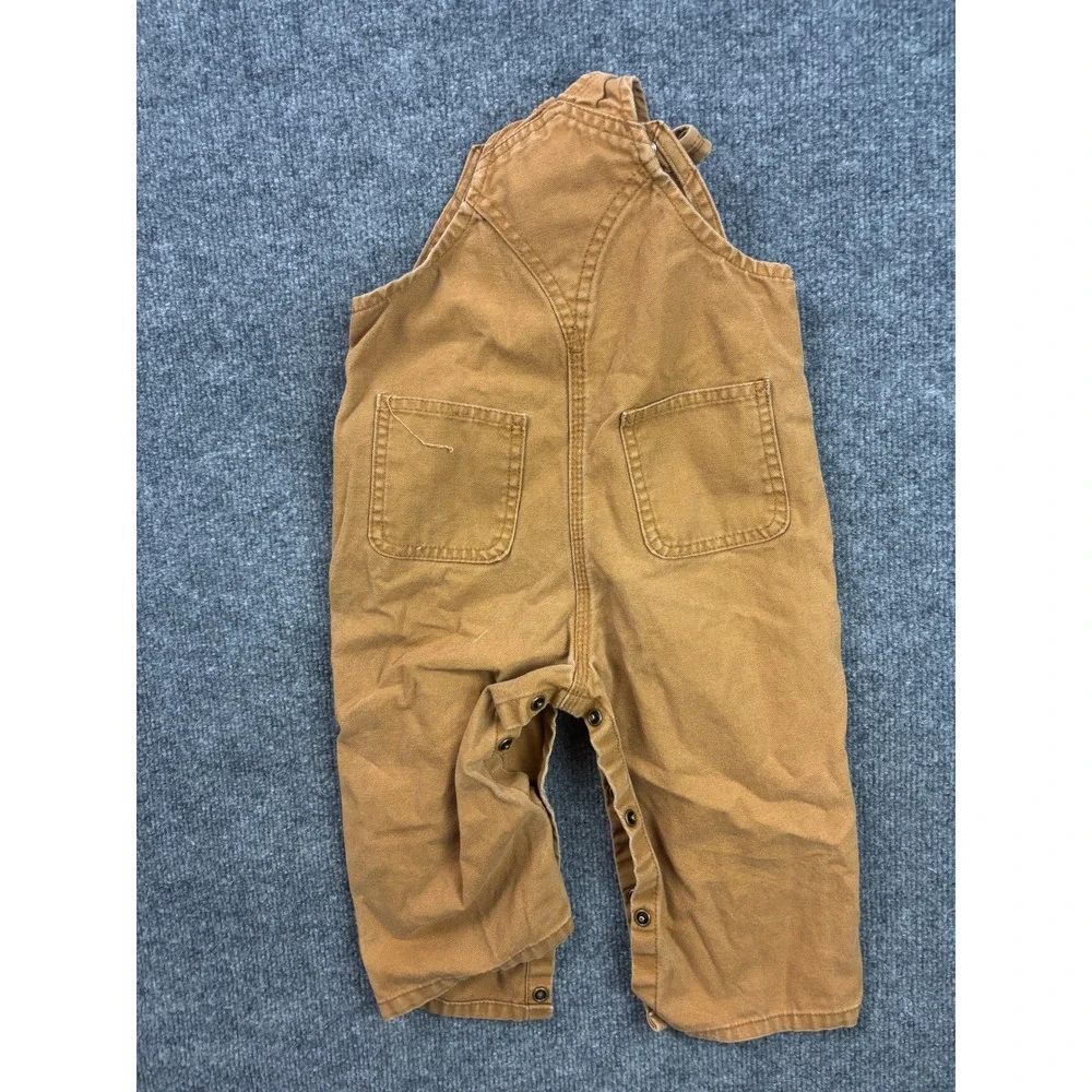 Carhartt Canvas Bib Overalls Kids Size 18M Brown Duck Cotton Double Knee 65274